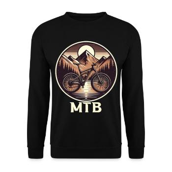 Mountain Biking in Alpine Landscape - Unisex Sweatshirt - black - Front - Alina (178cm) & Michal (187cm)