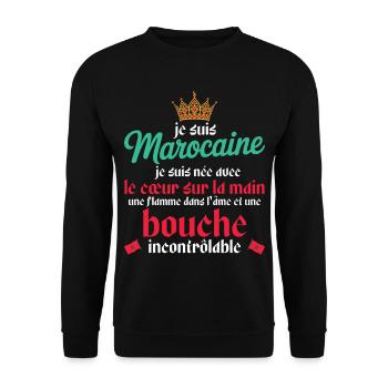 Je Suis Marocaine Femme Marocaine - Sweat-shirt Unisexe - noir - Devant - Alina (178cm) & Michal (187cm)