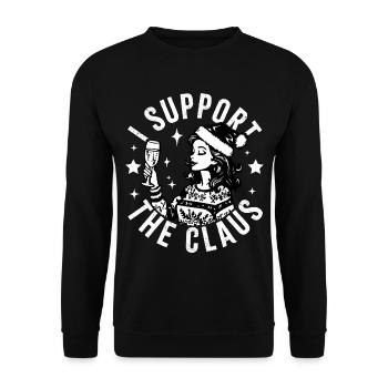 Ich unterstütze den Claus - Unisex Pullover - Schwarz - Vorne - Alina (178cm) & Michal (187cm)