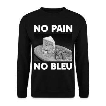 No Pain No Blue Humor Blauschimmelkäse aus der Auvergne - Unisex Pullover - Schwarz - Vorne - Alina (178cm) & Michal (187cm)