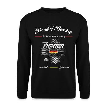 fighter germany - Proud of Boxing - Unisex Sweatshirt - black - Front - Alina (178cm) & Michal (187cm)
