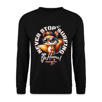 Surfer squirrel with surfboard - Unisex Sweatshirt - black - Front - Alina (178cm) & Michal (187cm)