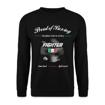 Proud of Boxing FIGHTER Italy - Unisex Sweatshirt - black - Front - Alina (178cm) & Michal (187cm)