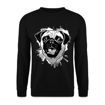 Mops - Unisex Pullover - Schwarz - Vorne - Alina (178cm) & Michal (187cm)