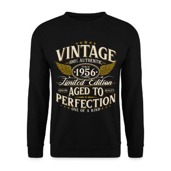 Cadeau rétro vintage pour le 70e anniversaire de 1956 - Sweat-shirt Unisexe - noir - Devant - Alina (178cm) & Michal (187cm)