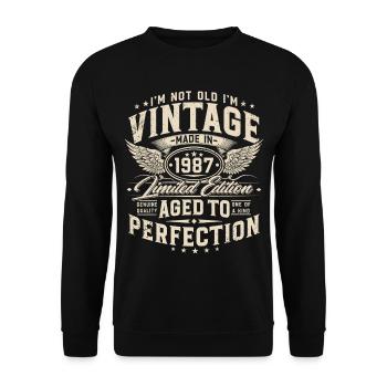 Vintage, 1987, Vintage, Cadeau d’anniversaire - Sweat-shirt Unisexe - noir - Devant - Alina (178cm) & Michal (187cm)