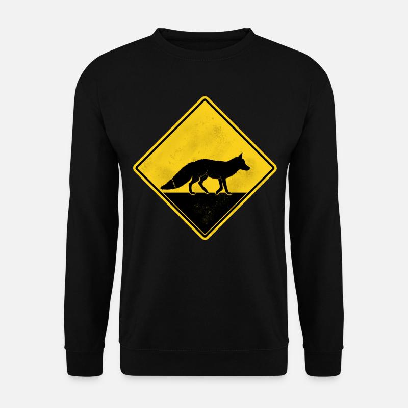 Fox-Gelbes Straßenschild - Unisex Pullover - Schwarz