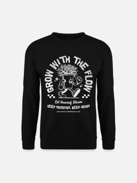 Wachse mit dem Flow Blumentopf Motiv - Unisex Pullover - Schwarz