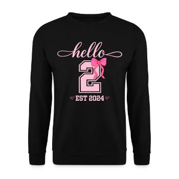 Hello 2 Est 2024 Pink Bow Design - Unisex Sweatshirt - black - Front - Alina (178cm) & Michal (187cm)