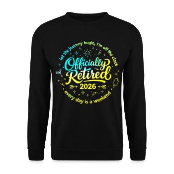 Officiellement à la Retraite 2026 Humour Cadeau - Sweat-shirt Unisexe - noir - Devant - Alina (178cm) & Michal (187cm)