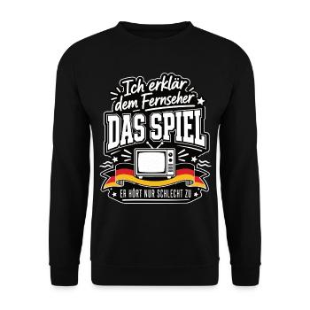 Fernseher braucht heute Coachingpflicht - Unisex Pullover - Schwarz - Vorne - Alina (178cm) & Michal (187cm)