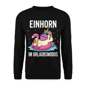 Lustiges Einhorn Urlaub Bier Party Urlaubsmodus - Unisex Pullover - Schwarz - Vorne - Alina (178cm) & Michal (187cm)
