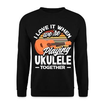 Lustiges Ukulele Designs Und Sprüche - Unisex Pullover - Schwarz - Vorne - Alina (178cm) & Michal (187cm)