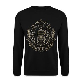 Bierkrug – Bierfest im Oktober Motiv - Unisex Pullover - Schwarz - Vorne - Alina (178cm) & Michal (187cm)