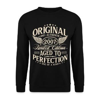 Original 2007 Jahrgang Vintage Geburtstag Geschenk - Unisex Pullover - Schwarz - Vorne - Alina (178cm) & Michal (187cm)