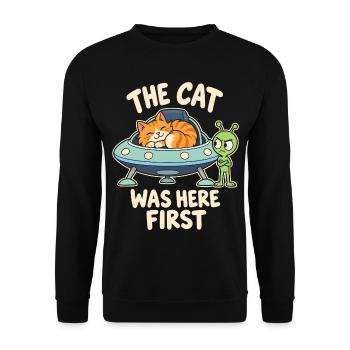 Die Katze war zuerst da - Unisex Pullover - Schwarz - Vorne - Alina (178cm) & Michal (187cm)