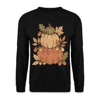 Herbst-Pumpkin-Komposition - Unisex Pullover - Schwarz - Vorne - Alina (178cm) & Michal (187cm)