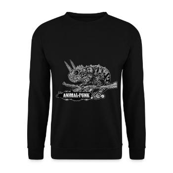 Mr. Chamäleon SteamPunk AnimalPunk - Unisex Pullover - Schwarz - Vorne - Alina (178cm) & Michal (187cm)