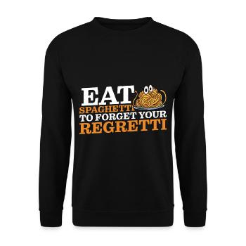 Eat Spaghetti To Forgetti Your Regretti 10 - Unisex Pullover - Schwarz - Vorne - Alina (178cm) & Michal (187cm)