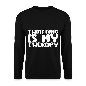 Thrifting Is My Therapy 3 - Unisex Pullover - Schwarz - Vorne - Alina (178cm) & Michal (187cm)