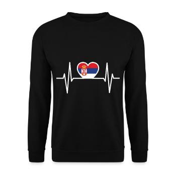 Serbia Serbs Serbian EKG heart line - Unisex Sweatshirt - black - Front - Alina (178cm) & Michal (187cm)