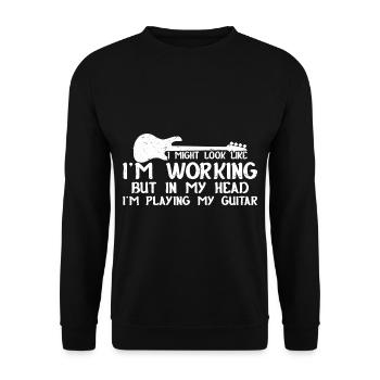 But In My Head I'm Playing My Guitar 3 - Unisex Sweatshirt - black - Front - Alina (178cm) & Michal (187cm)