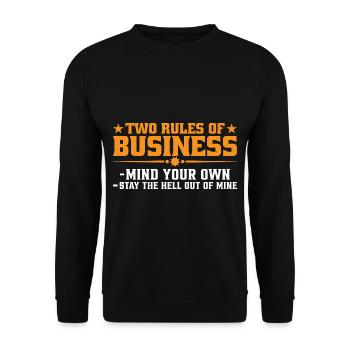 Deux règles de travail, occupez-vous des vôtres 11 - Sweat-shirt Unisexe - noir - Devant - Alina (178cm) & Michal (187cm)
