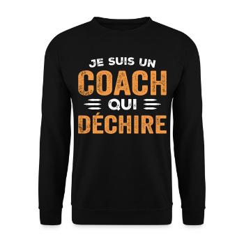 Ich bin ein Trainer, der Humor liebt - Unisex Pullover - Schwarz - Vorne - Alina (178cm) & Michal (187cm)