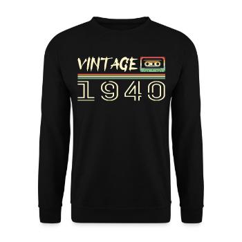 1940er Jahre Original 1940er Retro 1940er Jahre Geburtstagsgeschenk - Unisex Pullover - Schwarz - Vorne - Alina (178cm) & Michal (187cm)