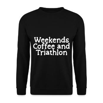Weekends Coffee And Triathlon - Unisex Pullover - Schwarz - Vorne - Alina (178cm) & Michal (187cm)