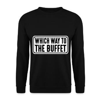 Which Way To The Buffet 18 - Unisex Pullover - Schwarz - Vorne - Alina (178cm) & Michal (187cm)