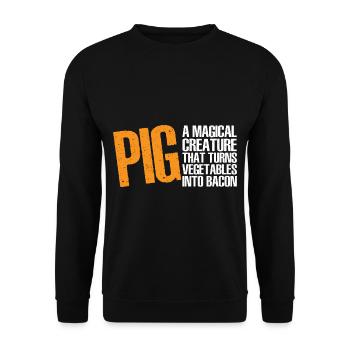 Pig, A Creature That Turns Vegetables Into Bacon 8 - Unisex Sweatshirt - black - Front - Alina (178cm) & Michal (187cm)