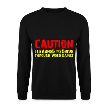 Attention J’ai appris à conduire à travers les jeux vidéo 4 - Sweat-shirt Unisexe - noir - Devant - Alina (178cm) & Michal (187cm)