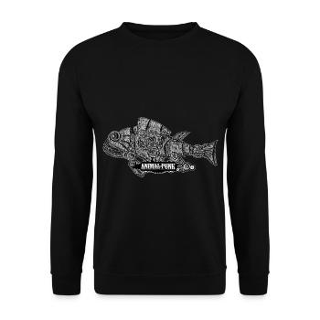 Herr Fisch - Unisex Pullover - Schwarz - Vorne - Alina (178cm) & Michal (187cm)