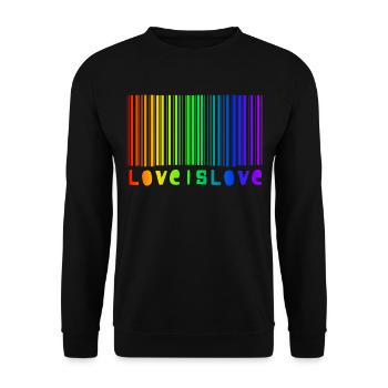 Love is Love LGBT Barcode Rainbow Gay Pride - Unisex Sweatshirt - black - Front - Alina (178cm) & Michal (187cm)