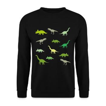 Dinosaurier-Muster - Unisex Pullover - Schwarz - Vorne - Alina (178cm) & Michal (187cm)