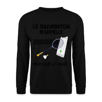 Badminton Humour Cadeau Homme ou Femme Sport - Sweat-shirt Unisexe - noir - Devant - Alina (178cm) & Michal (187cm)