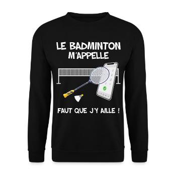 Badminton Humour Cadeau Femme Ou Homme - Sweat-shirt Unisexe - noir - Devant - Alina (178cm) & Michal (187cm)