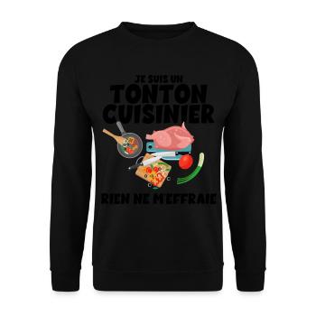 Tonton cuisinier humour oncle recette de cuisine - Sweat-shirt Unisexe - noir - Devant - Alina (178cm) & Michal (187cm)