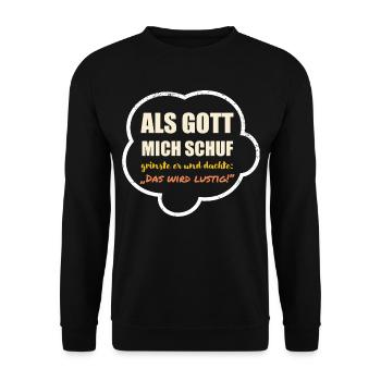 Als Gott Mich Schuf - hell - Unisex Pullover - Schwarz - Vorne - Alina (178cm) & Michal (187cm)