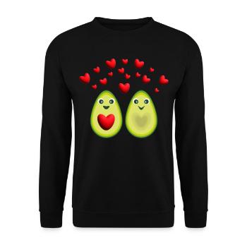 Avocado Liebe mit sehr vielen Herzen. - Unisex Pullover - Schwarz - Vorne - Alina (178cm) & Michal (187cm)