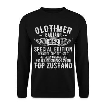 1952 Jahrgang Geburtstag Vintage Retro Geschenk - Unisex Pullover - Schwarz - Vorne - Alina (178cm) & Michal (187cm)
