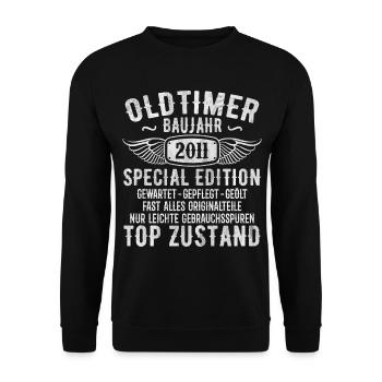 2011 Jahrgang Geburtstag Vintage Retro Geschenk - Unisex Pullover - Schwarz - Vorne - Alina (178cm) & Michal (187cm)