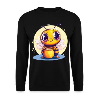 Honey bee with pot - Unisex Sweatshirt - black - Front - Alina (178cm) & Michal (187cm)