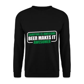 Camping Is Awesome, Beer Makes It Awesomer 3 - Unisex Sweatshirt - black - Front - Alina (178cm) & Michal (187cm)