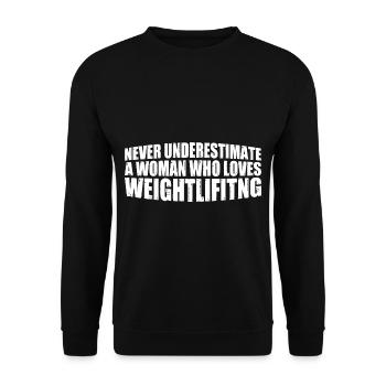 Ne sous-estimez jamais une femme en poids 4 - Sweat-shirt Unisexe - noir - Devant - Alina (178cm) & Michal (187cm)