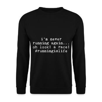Je ne courrai plus jamais... Regarde! Une course! 4 - Sweat-shirt Unisexe - noir - Devant - Alina (178cm) & Michal (187cm)