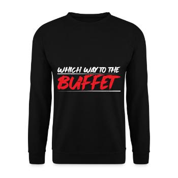 Which Way To The Buffet 14 - Unisex Pullover - Schwarz - Vorne - Alina (178cm) & Michal (187cm)