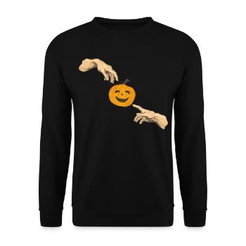 Les mains de la création avec citrouille d’Halloween drôle - Sweat-shirt Unisexe - noir - Devant - Alina (178cm) & Michal (187cm)