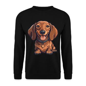 Dachshund Teckel Dog Breed Illustration Puppy Picture - Unisex Sweatshirt - black - Front - Alina (178cm) & Michal (187cm)